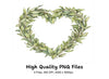Green Leaf Heart Wreath Clipart Bundle
