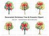 Green Trees with Red Bows Clipart Bundle