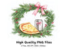 Christmas Wreath Pizza Drink Clipart Bundle