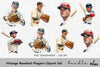Vintage Baseball Players Clipart Bundle