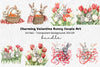 Cute Easter Bunnies with Carrots Clipart Bundle