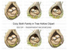 Cozy Sloth Family in Tree Hollow Clipart Bundle