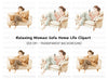Cozy Women on Sofa Clipart Bundle