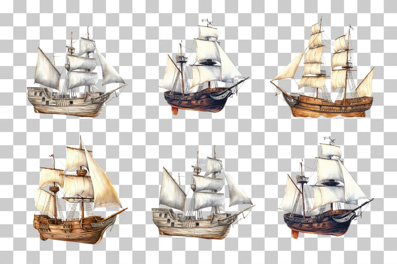 Pirate Ship Nautical Scene Clipart Bundle - CraftNest - Digital Crafting and Art