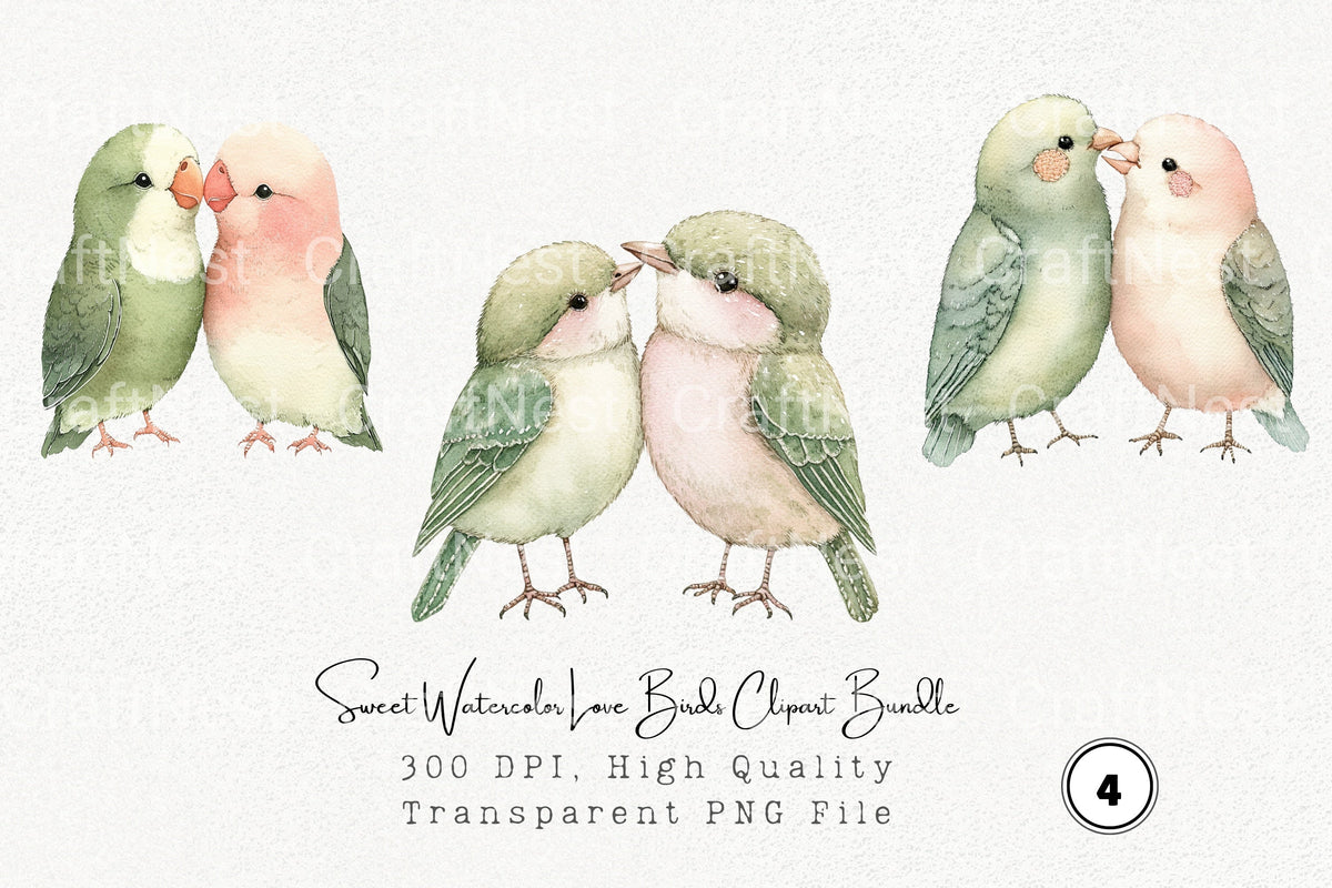 Sweet Love Birds Clipart Bundle
