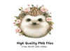 Cute Hedgehog Faces with Floral Crowns Clipart Bundle