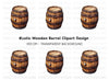 Rustic Wooden Barrel Clipart Bundle