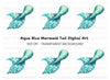 Glittering Blue Mermaid Tail Clipart Bundle