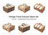 Vintage Travel Suitcases Clipart Bundle