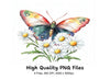 Colorful Butterflies and Daisies Clipart Bundle