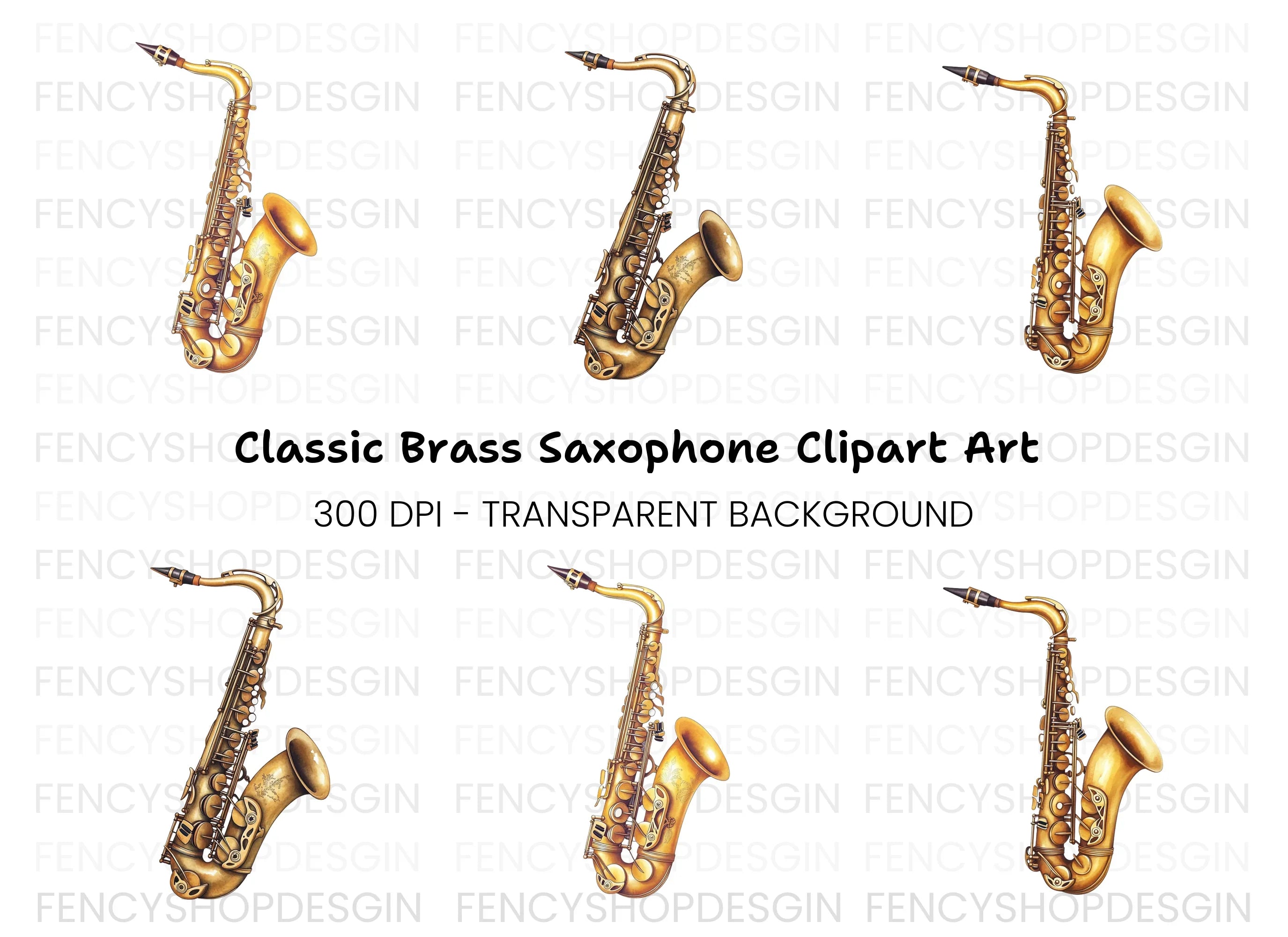 Vintage Saxophone Clipart Bundle