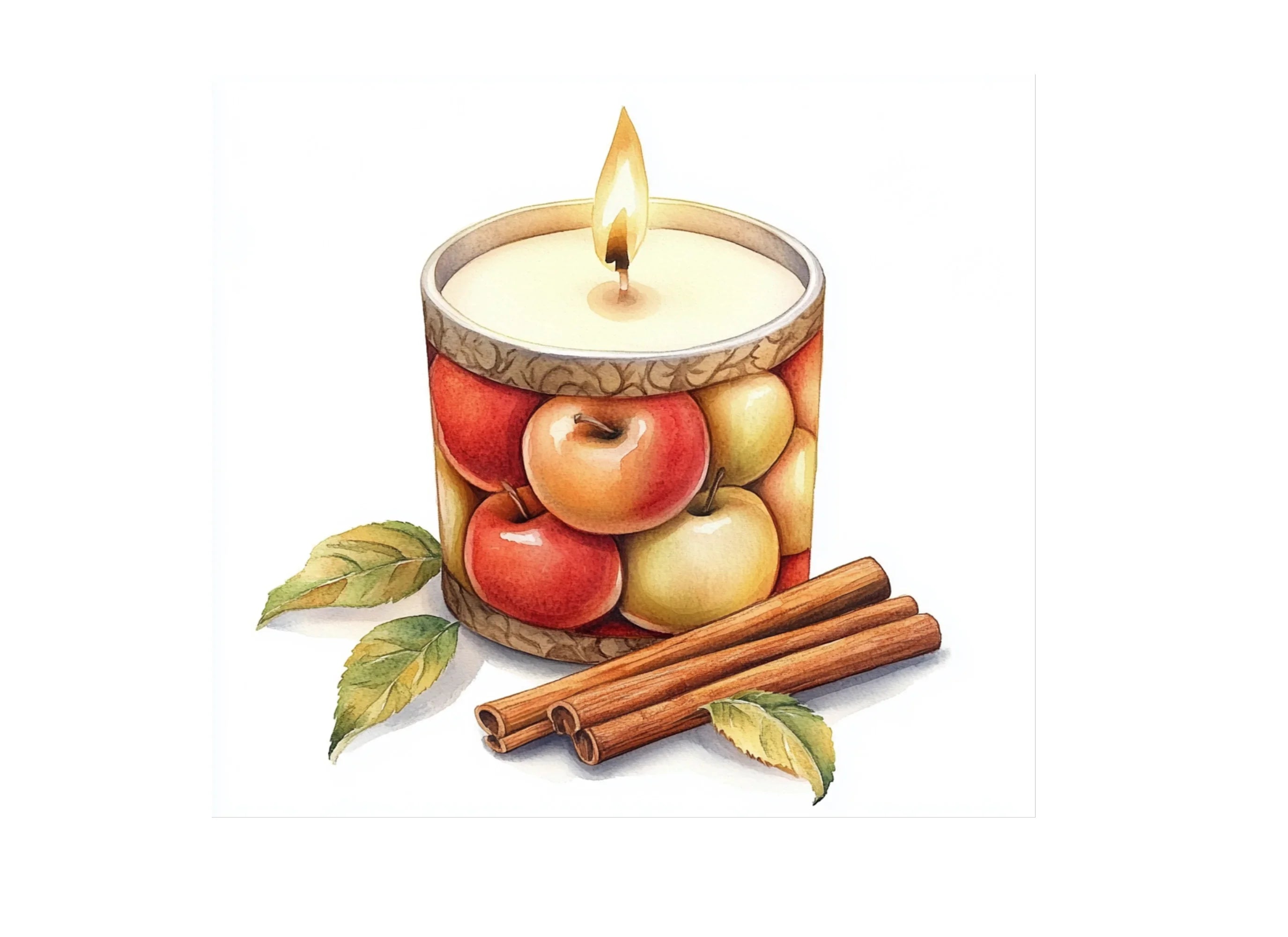 Apple Cinnamon Candle Clipart Bundle