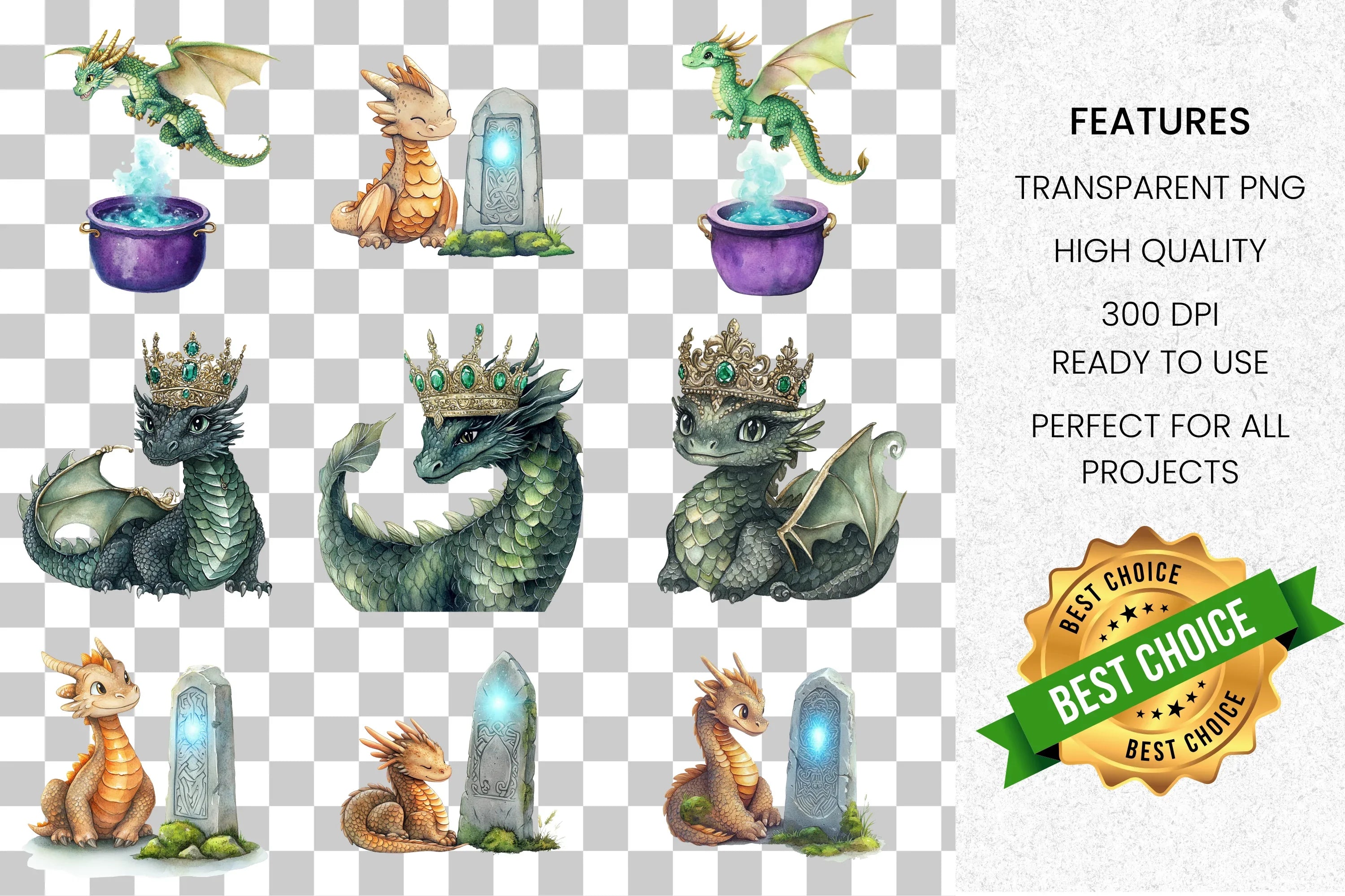 Magical Baby Dragon Clipart Bundle
