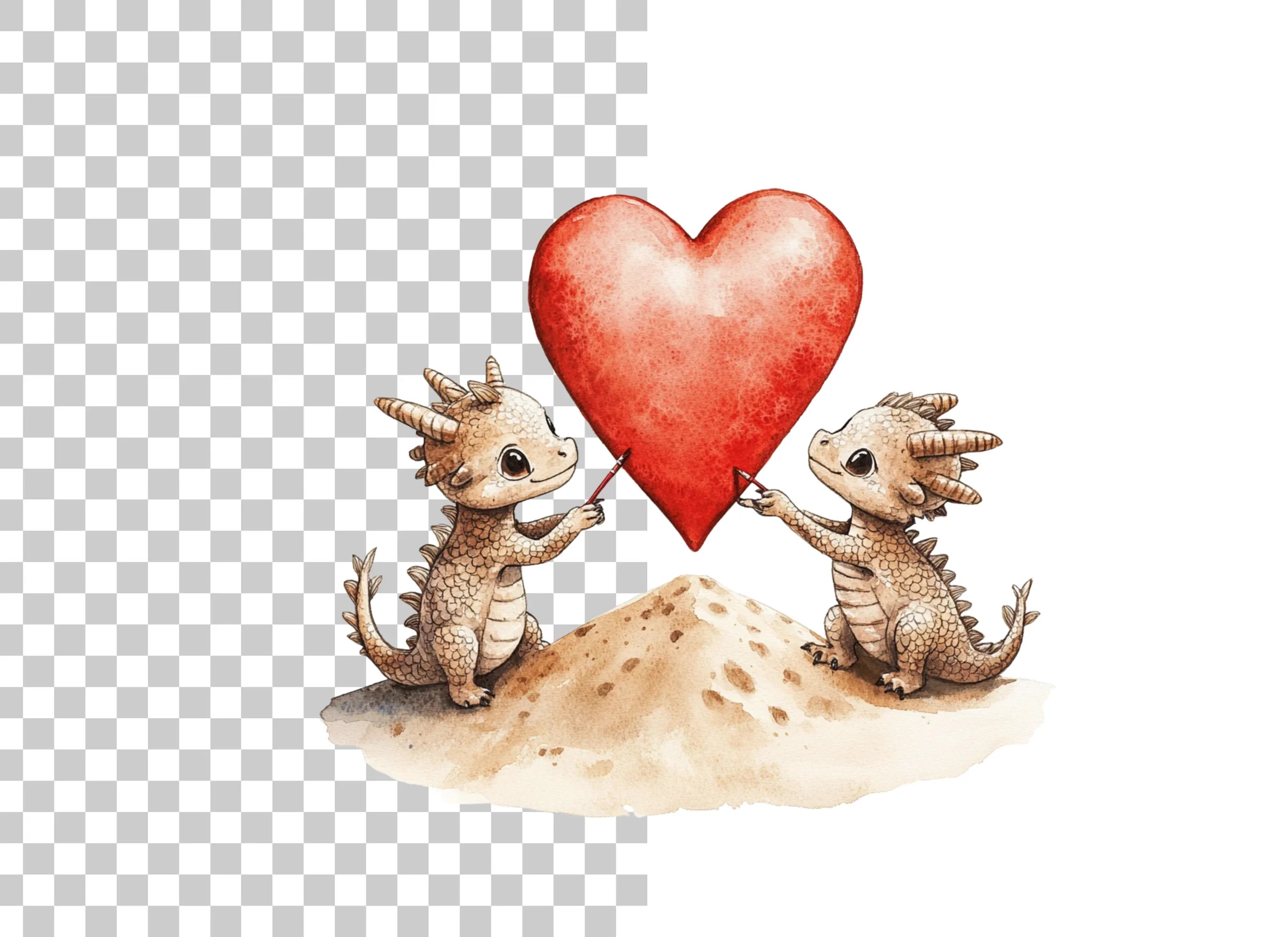 Baby Dragons with Hearts Clipart Bundle