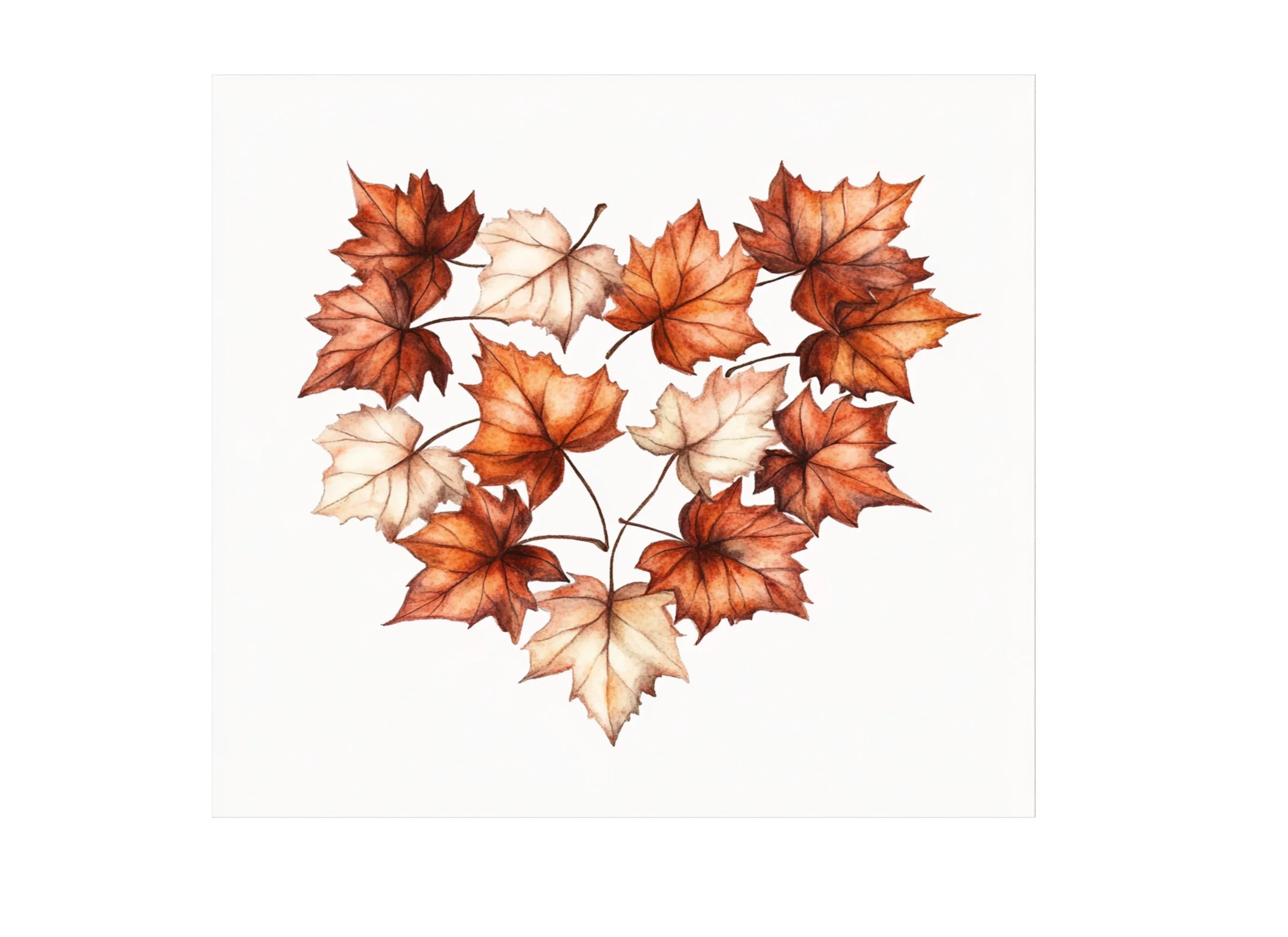 Autumn Maple Leaf Heart Clipart Bundle