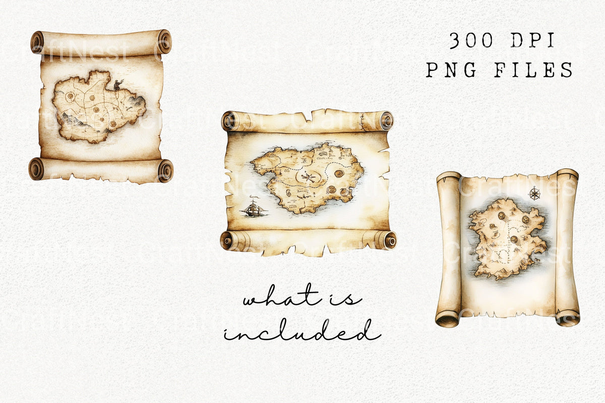 Treasure Island Maps Clipart Bundle