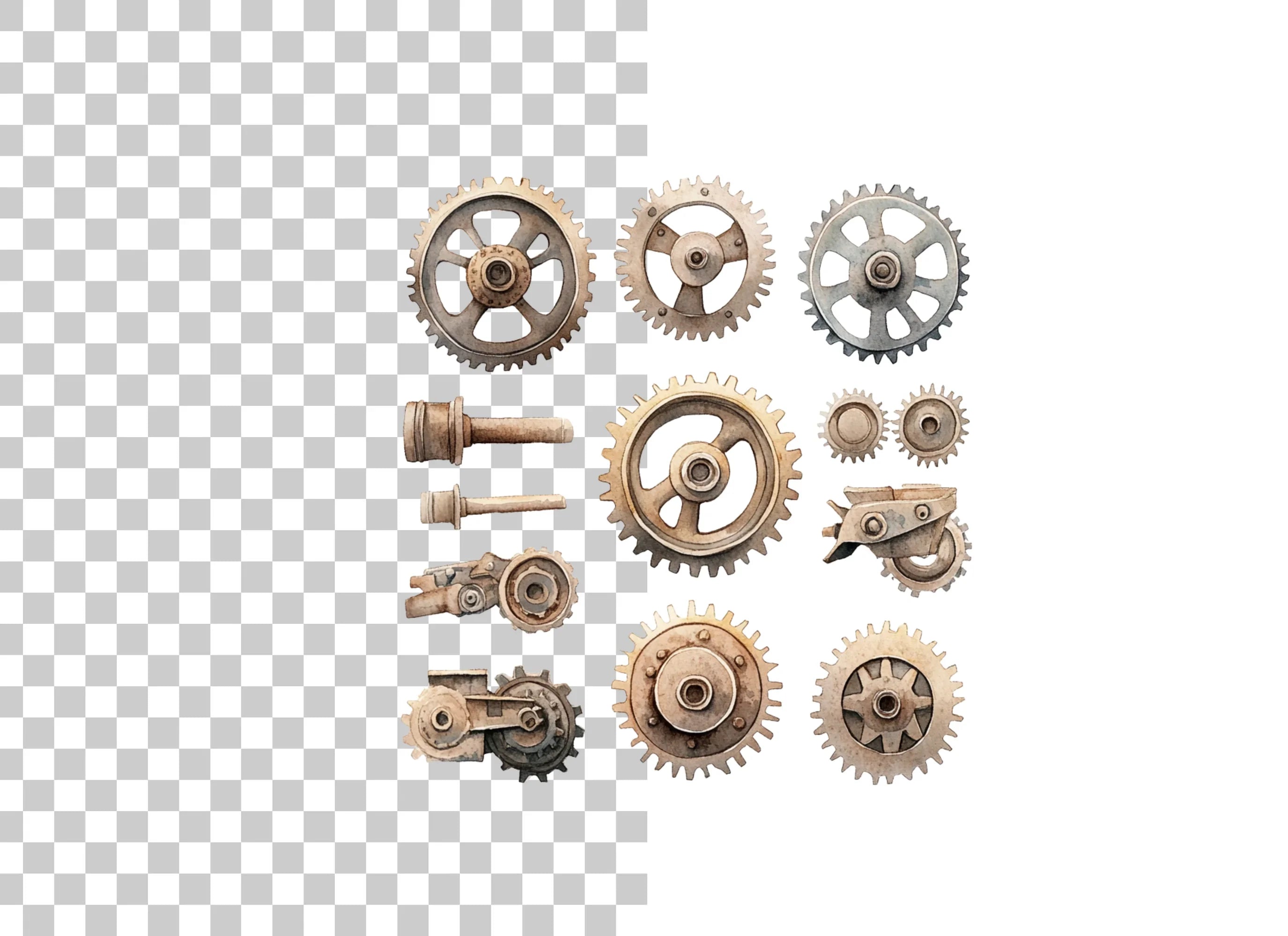 Industrial Metal Gears Clipart Bundle