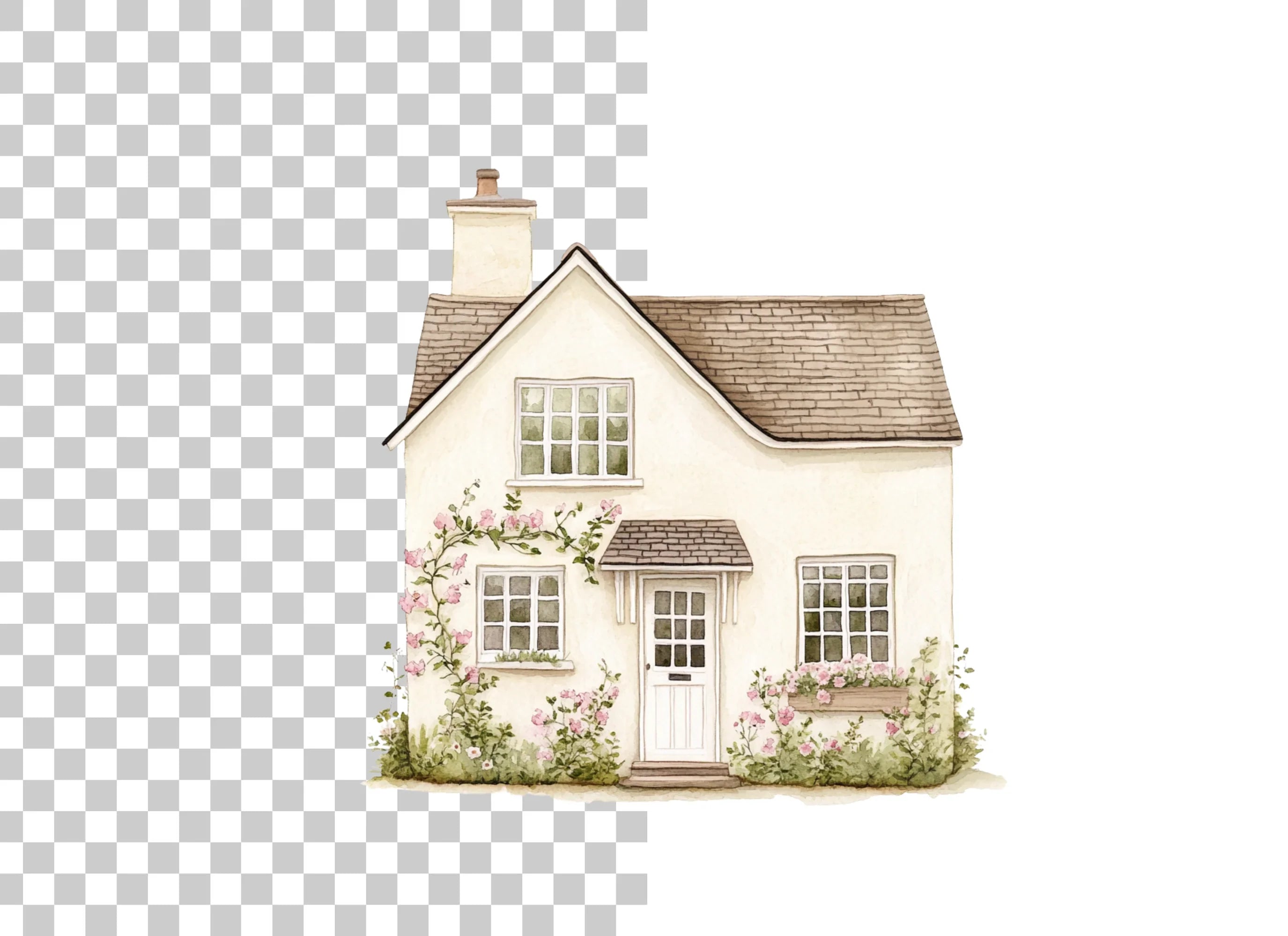 Charming Cottage Homes Clipart Bundle