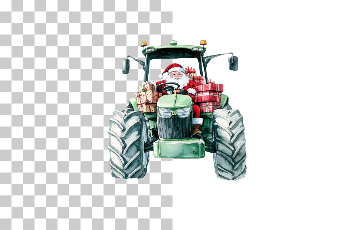Festive Santa Tractor Farm Christmas Clipart Bundle - CraftNest - Digital Crafting and Art