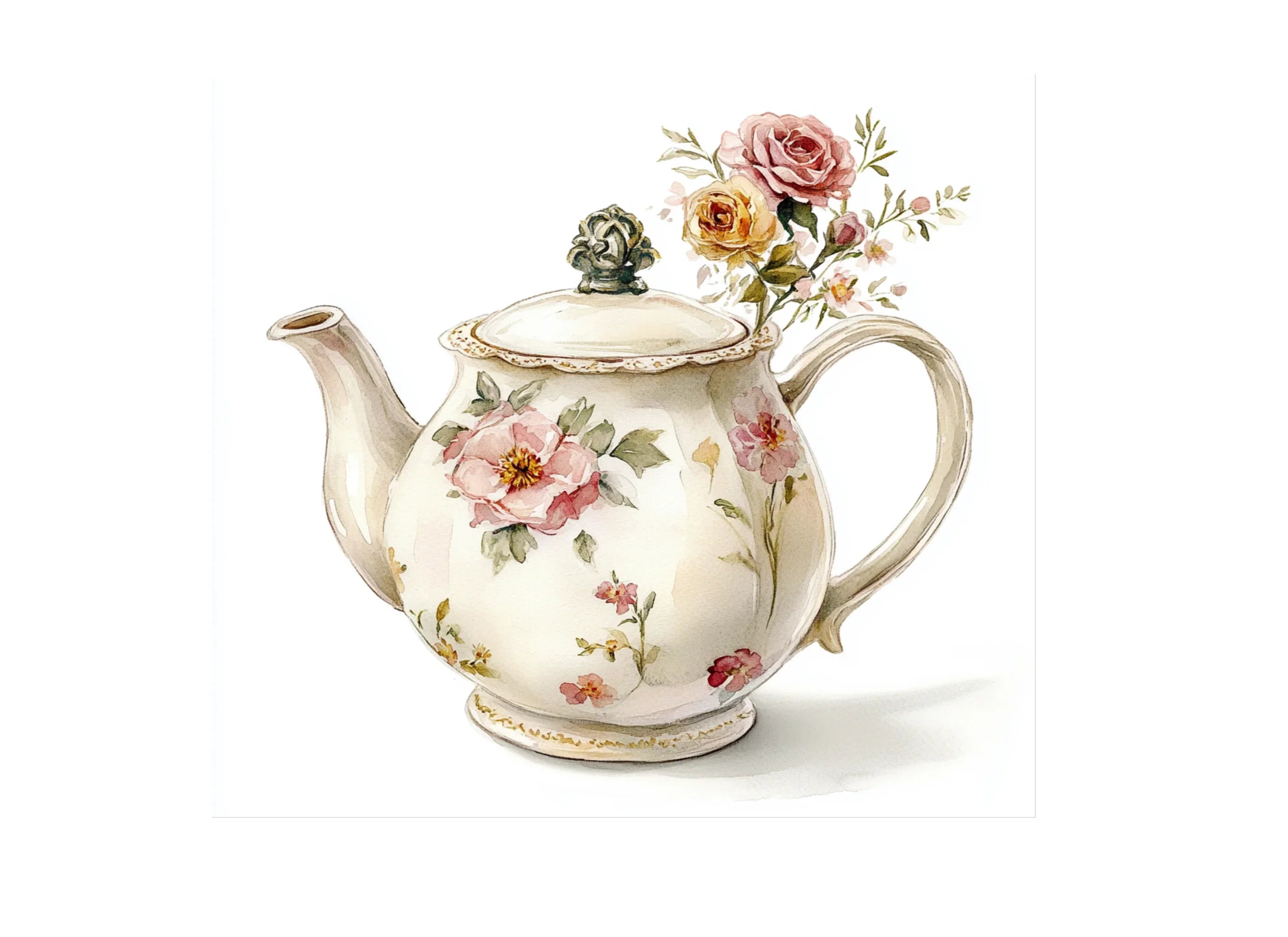 Shabby Chic Teapot Clipart Bundle