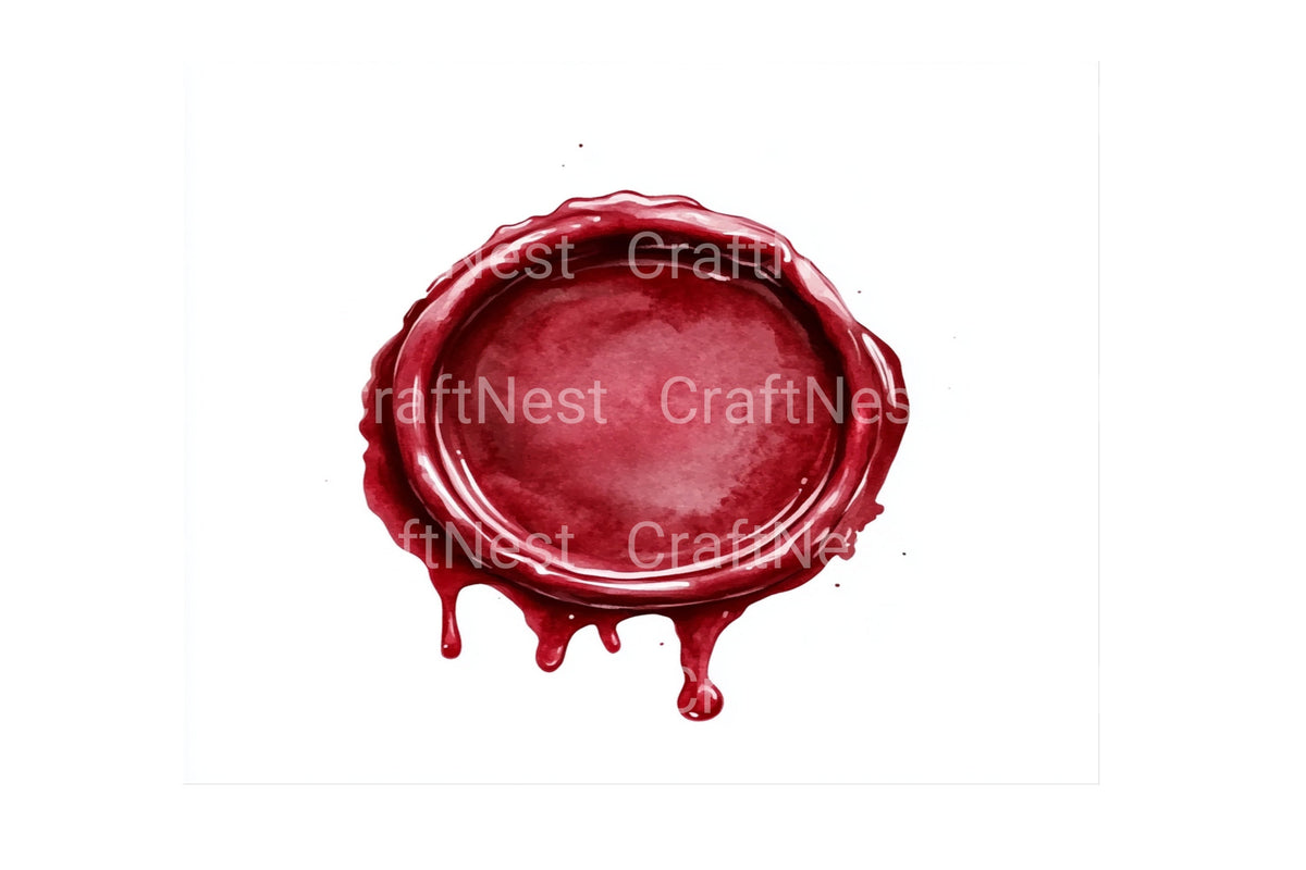 Red Wax Seal Drips Elements Clipart Bundle