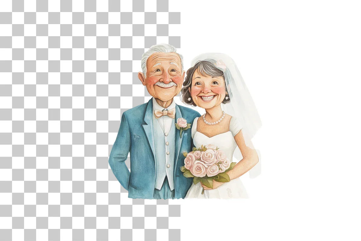 Elderly Wedding Couple Clipart Bundle - CraftNest - Digital Crafting and Art