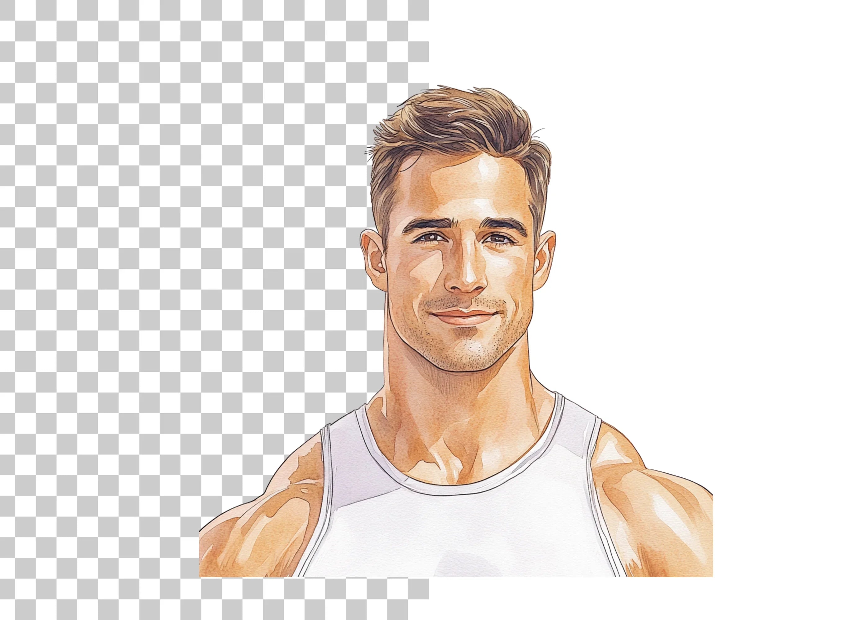Handsome Fitness Man Portrait Clipart Bundle