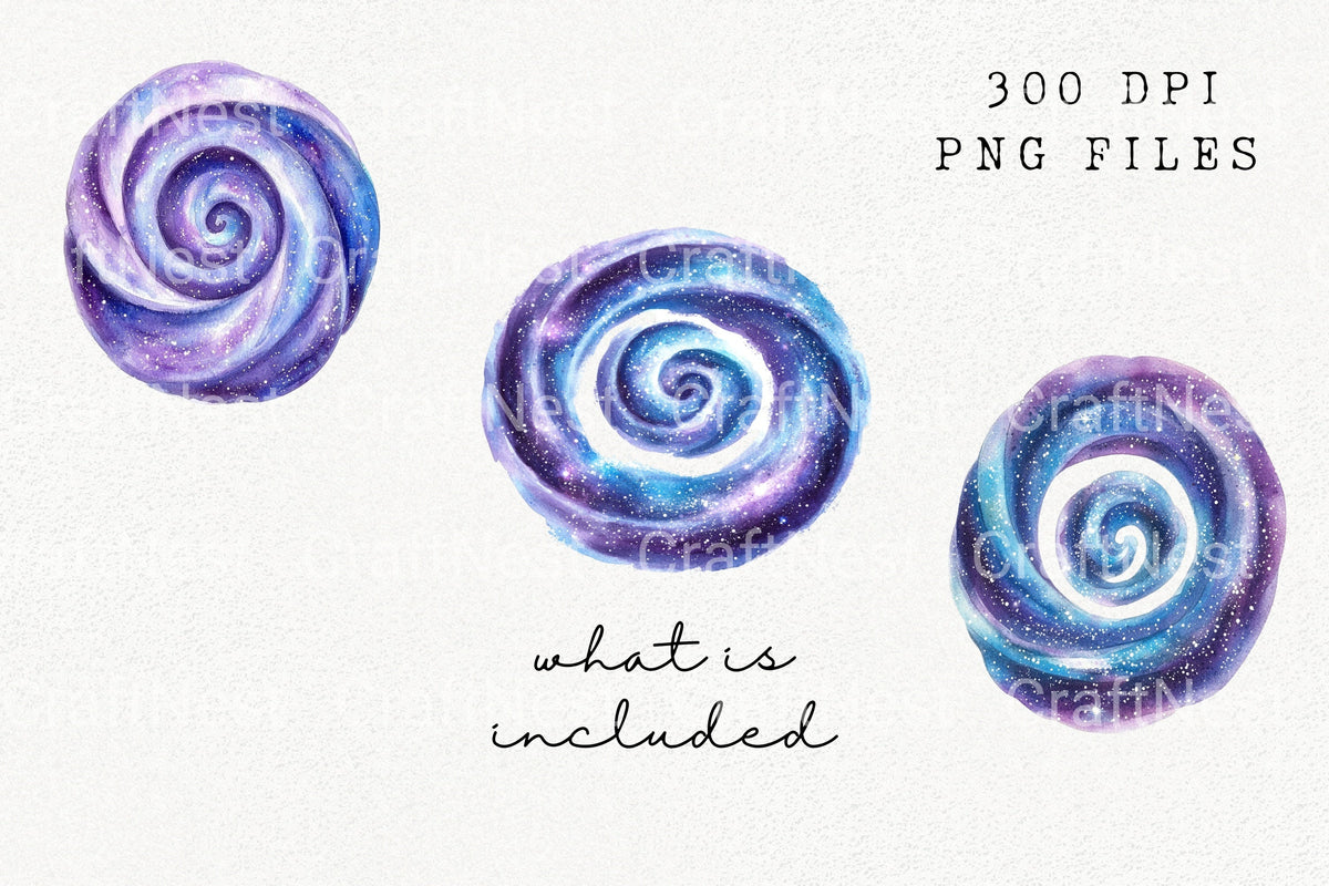 Galaxy Swirls Spirals Clipart Bundle