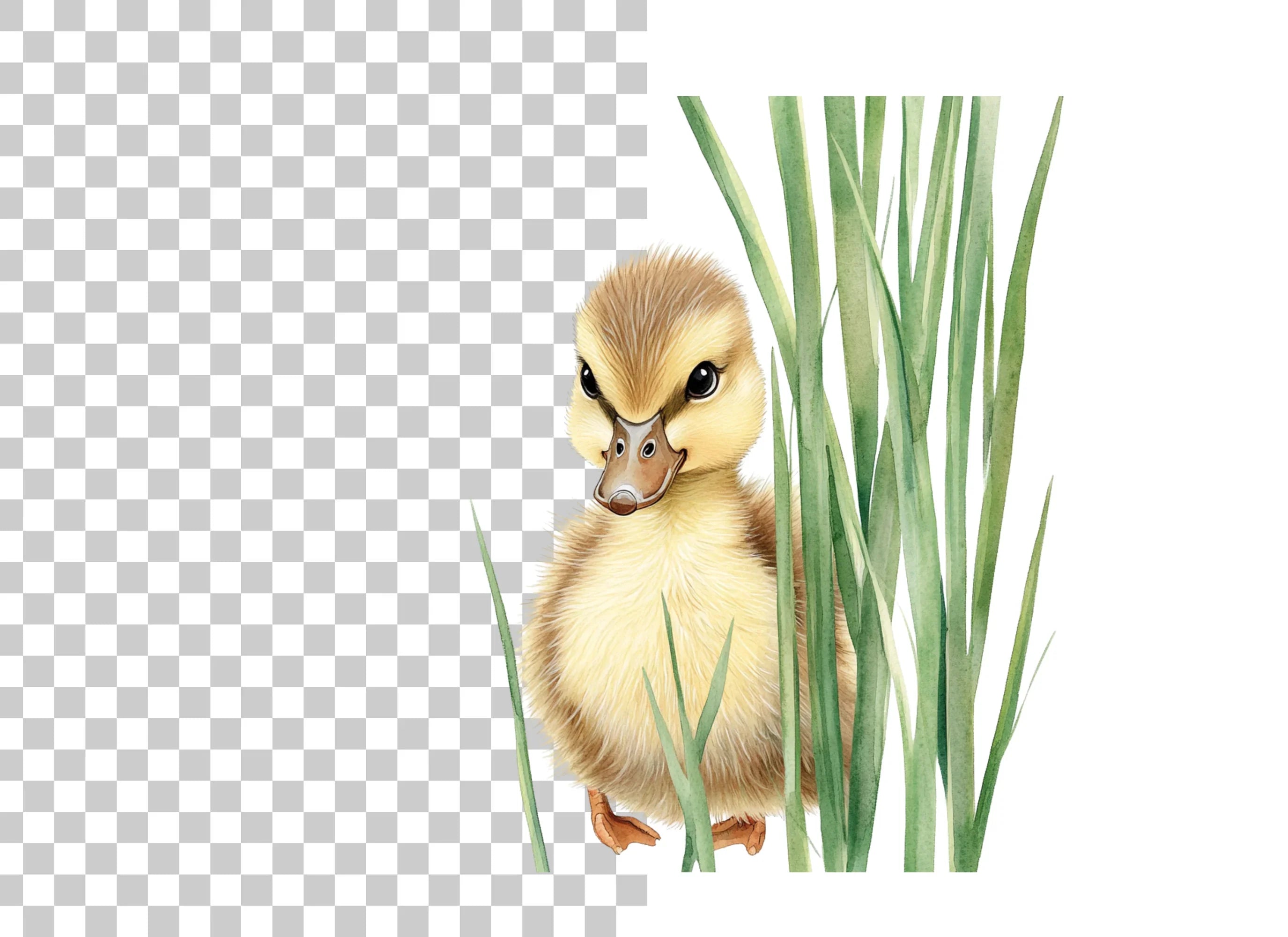 Adorable Ducklings in Green Grass Clipart Bundle