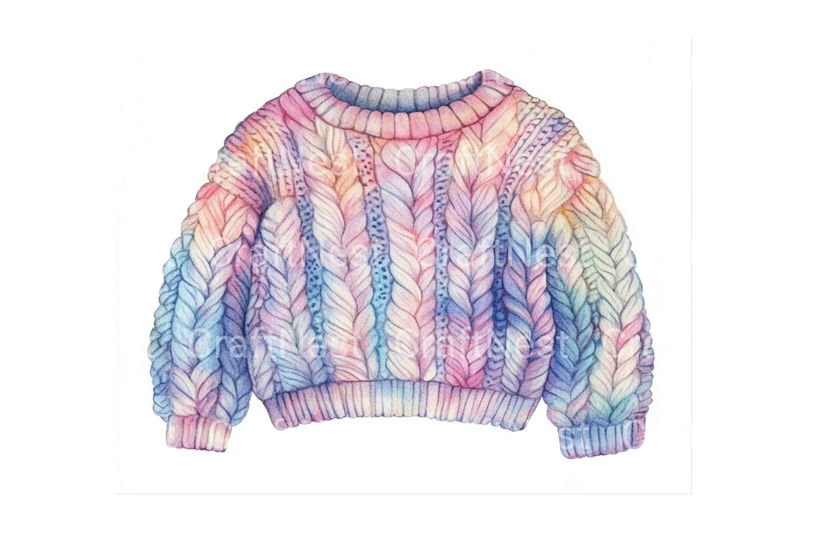 Cozy Rainbow Sweater Designs Clipart Bundle