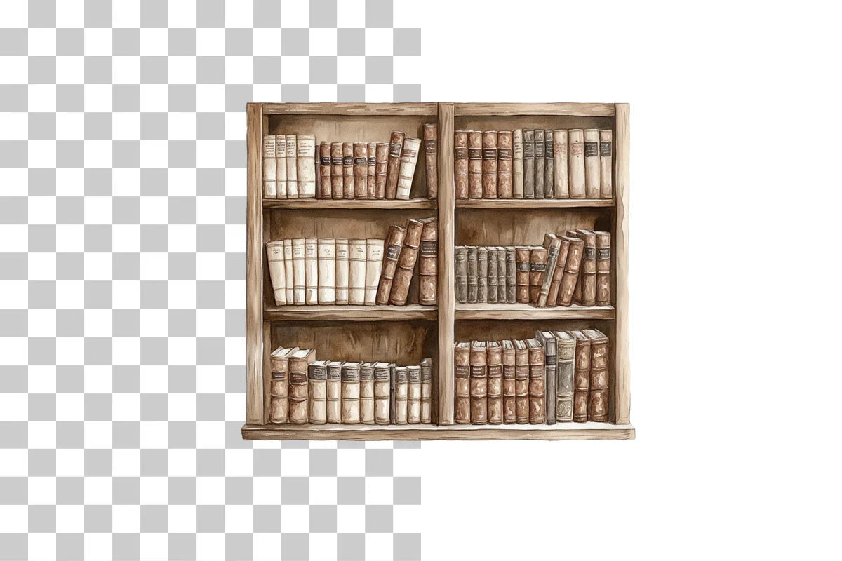 Vintage Bookshelf Library Clipart Bundle - CraftNest - Digital Crafting and Art