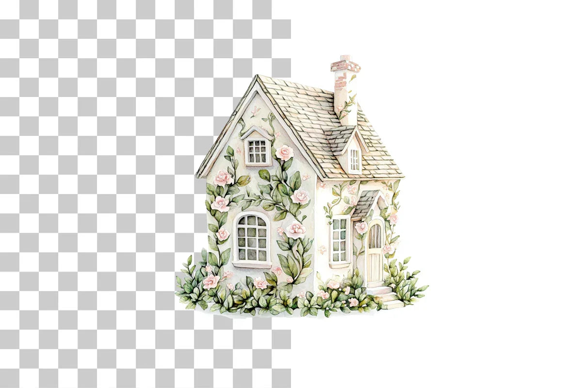 Floral Whimsical Village Cottages Clipart Bundle - CraftNest - Digital Crafting and Art
