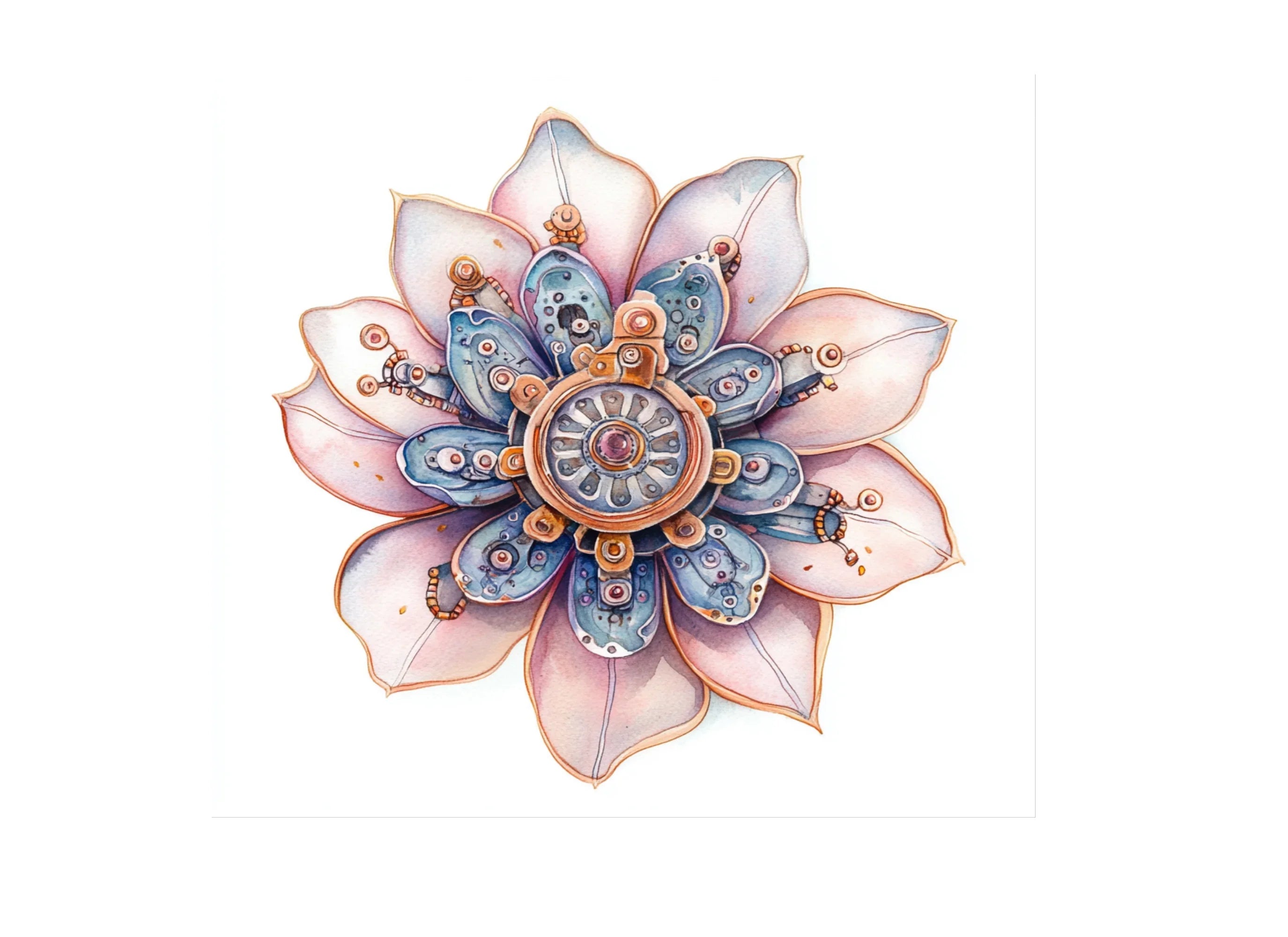 Intricate Steampunk Flower Designs Clipart Bundle