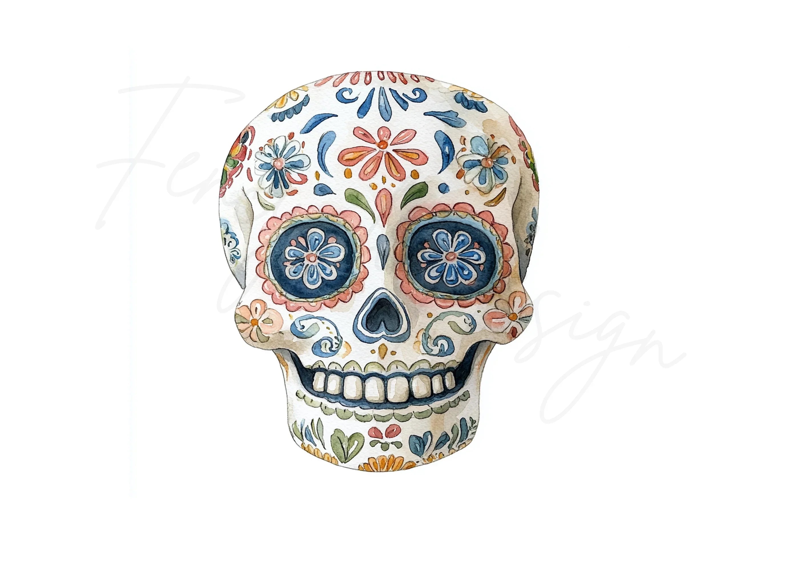 Vibrant Sugar Skulls Clipart Bundle
