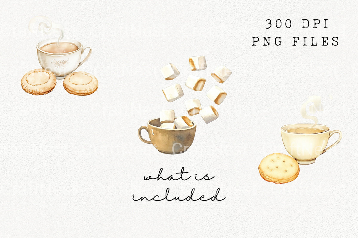 Cozy Tea Cup And Biscuit Clipart Bundle