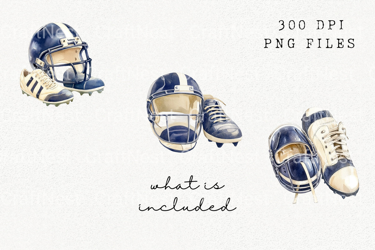 Vintage Football Gear Clipart Bundle