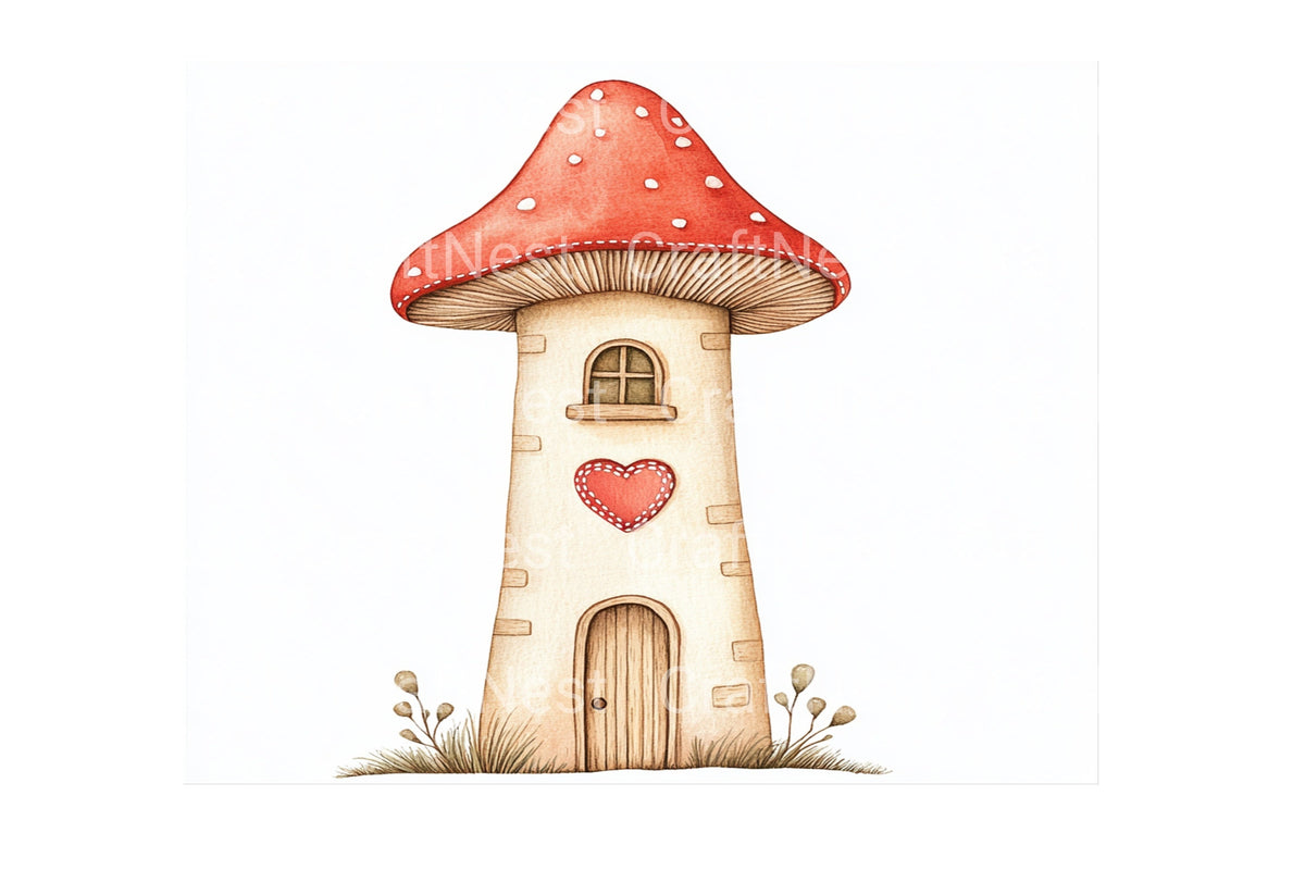 Charming Mushroom House Clipart Bundle