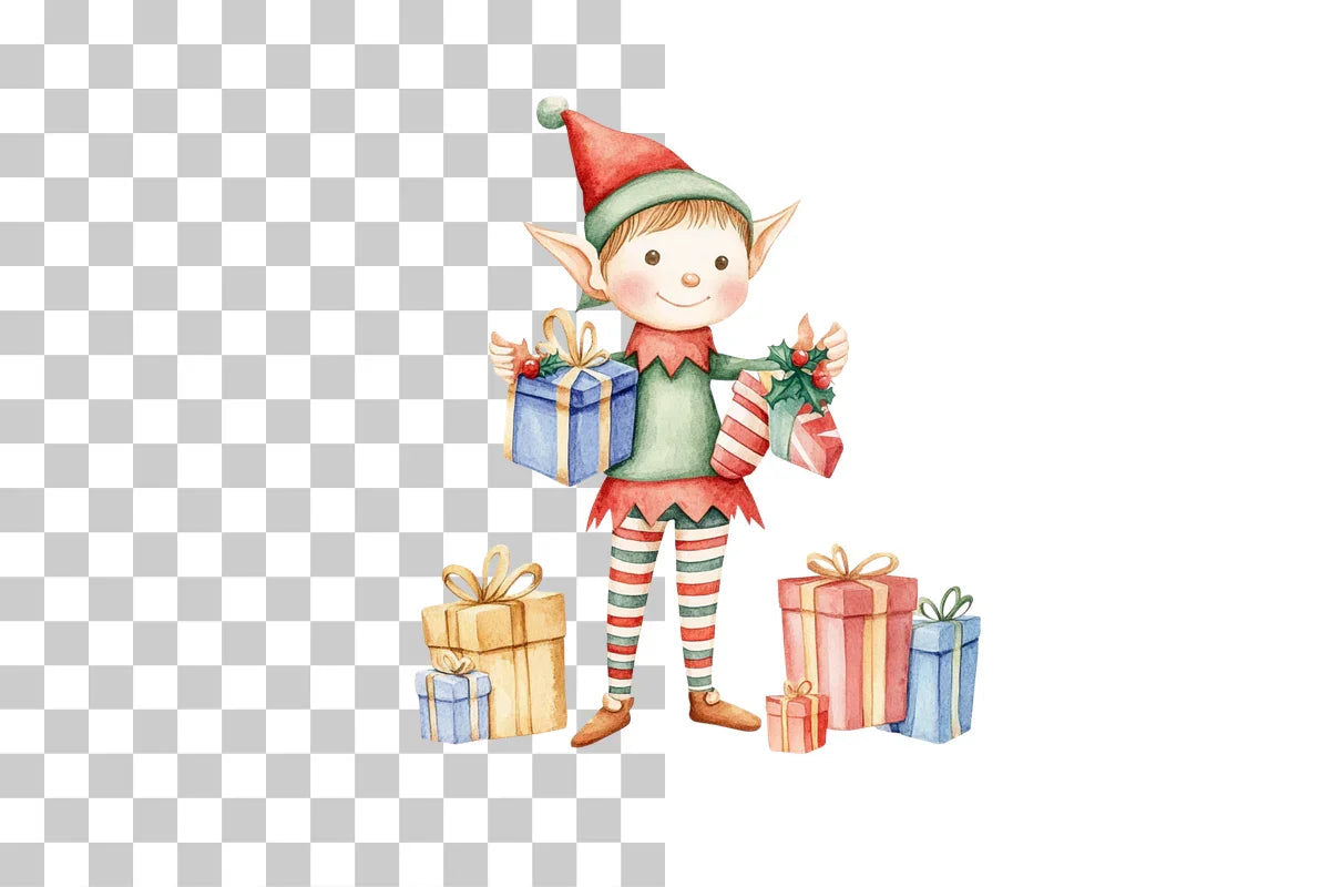 Christmas Elf with Presents Clipart Bundle - CraftNest - Digital Crafting and Art
