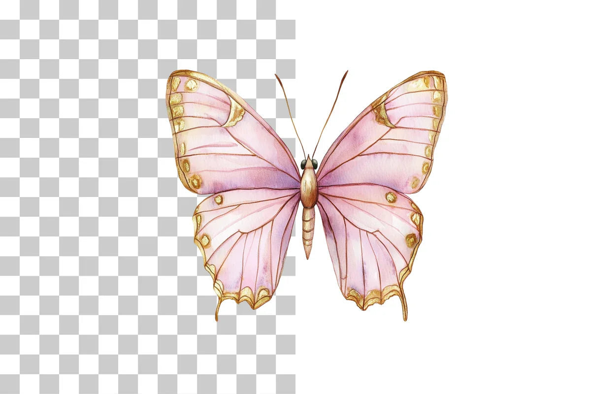 Pink Butterfly Gold Wings Clipart Bundle - CraftNest - Digital Crafting and Art