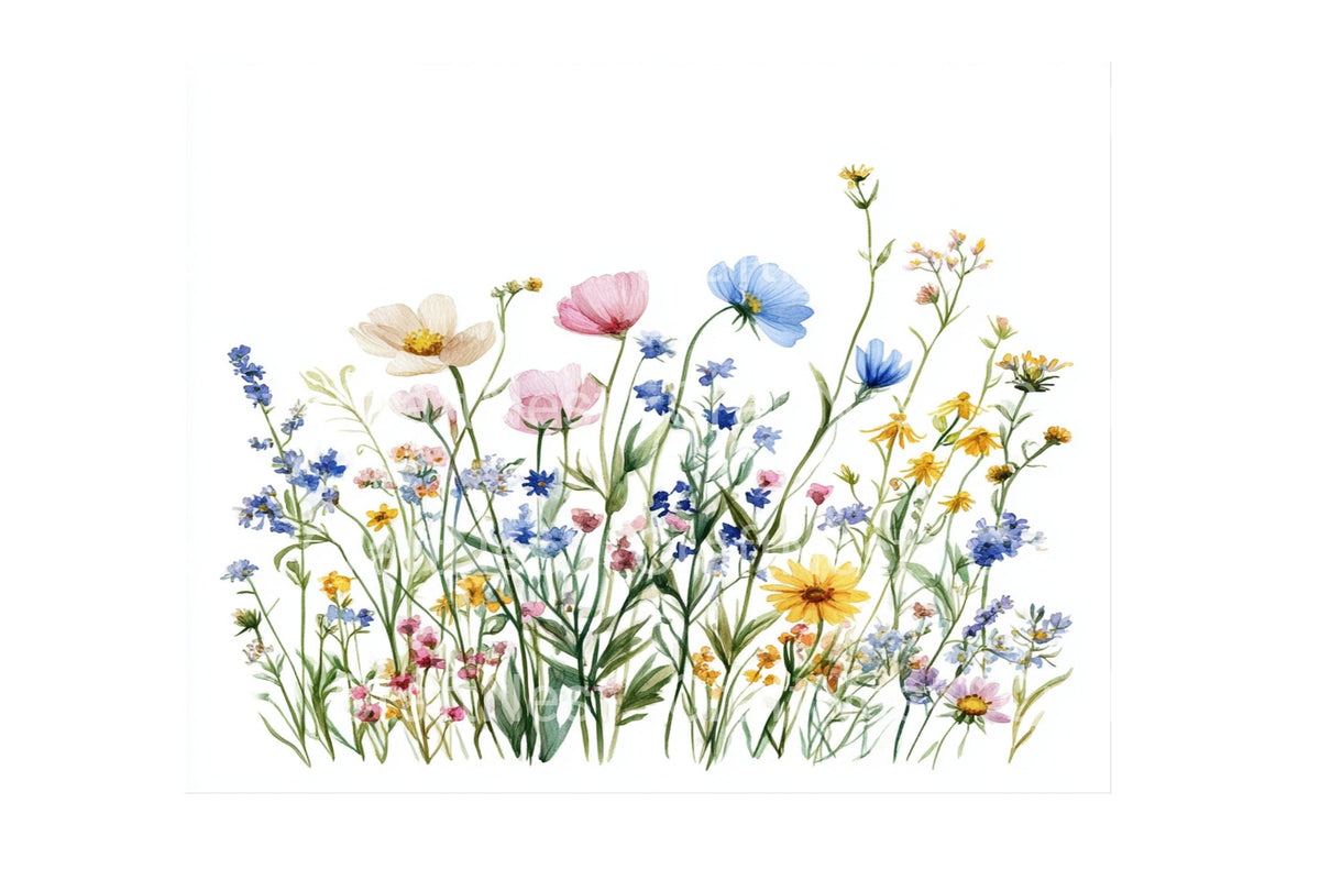 Wildflower Meadow Illustrations Clipart Bundle