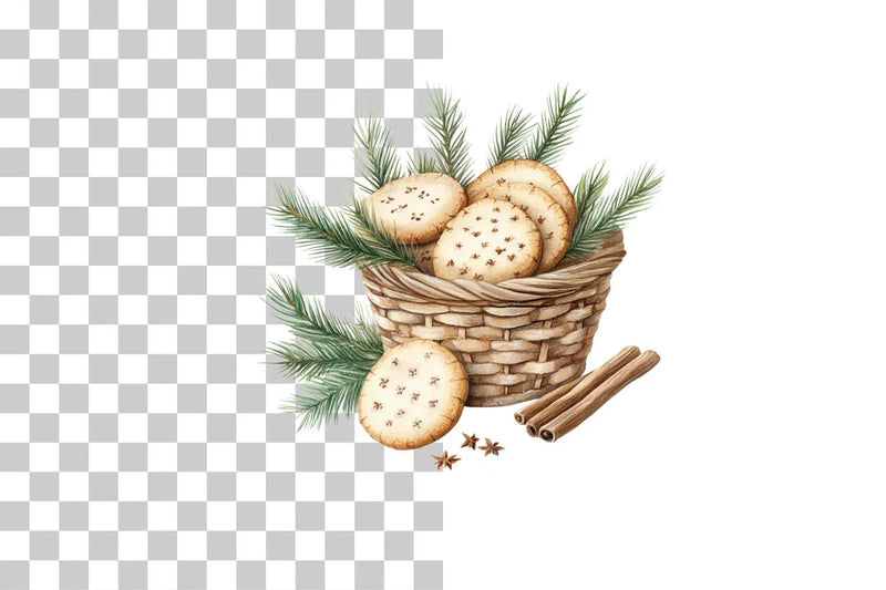 Festive Christmas Cookie Baskets Clipart Bundle - CraftNest - Digital Crafting and Art