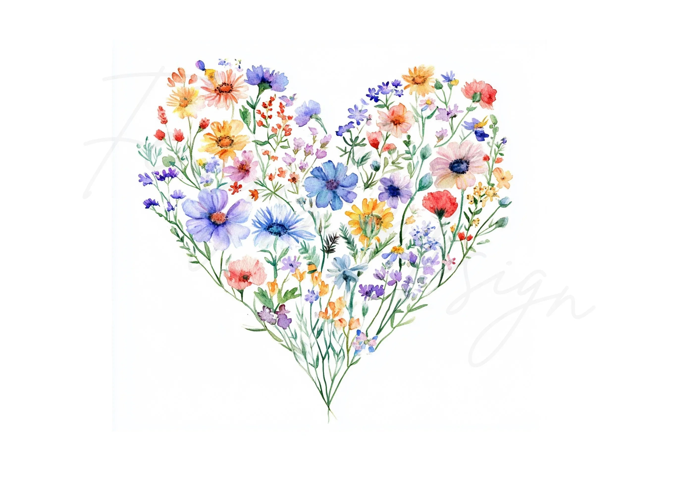 Wildflower Heart Clipart Bundle