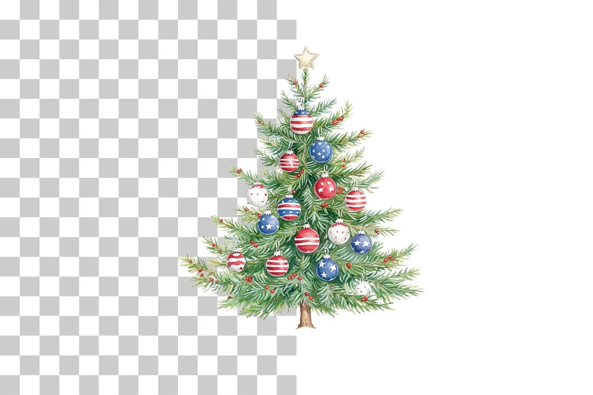 Patriotic American Christmas Tree Clipart Bundle - CraftNest - Digital Crafting and Art