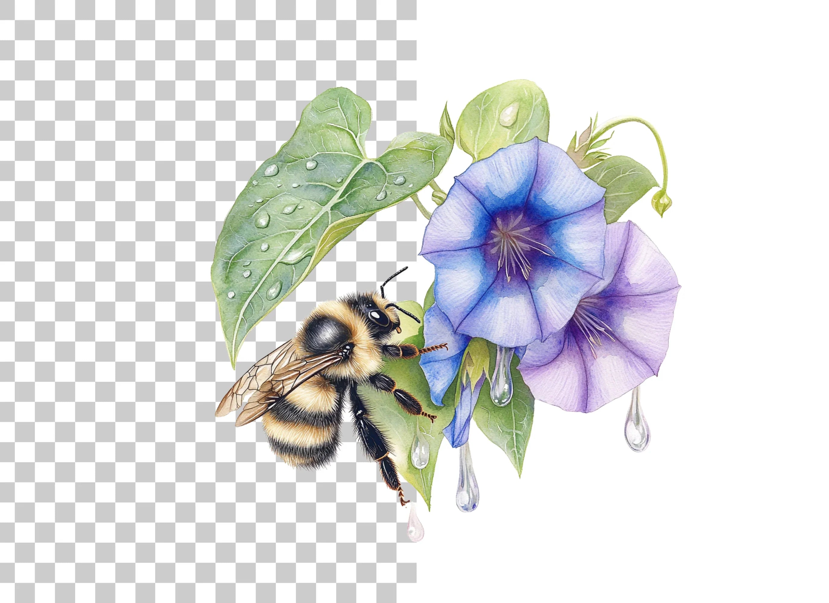 Bumblebee Morning Glory Clipart Bundle