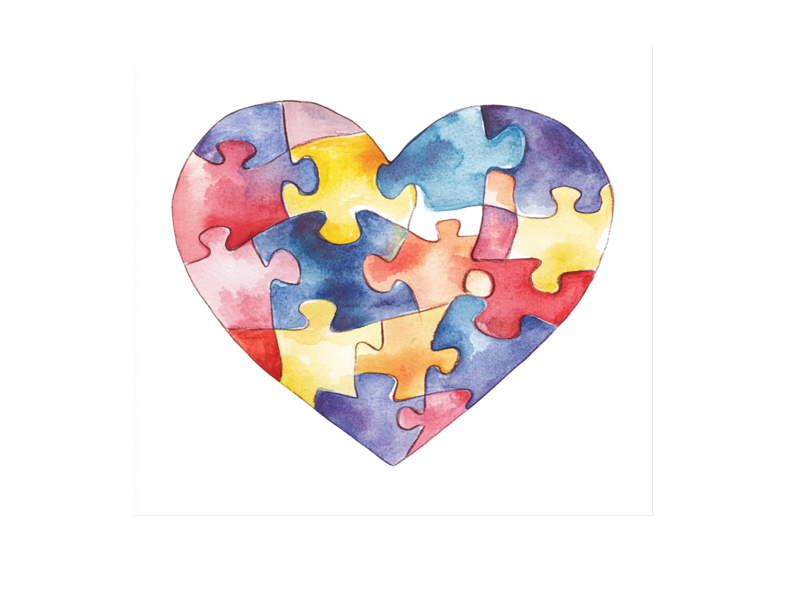 Colorful Puzzle Heart Clipart Bundle