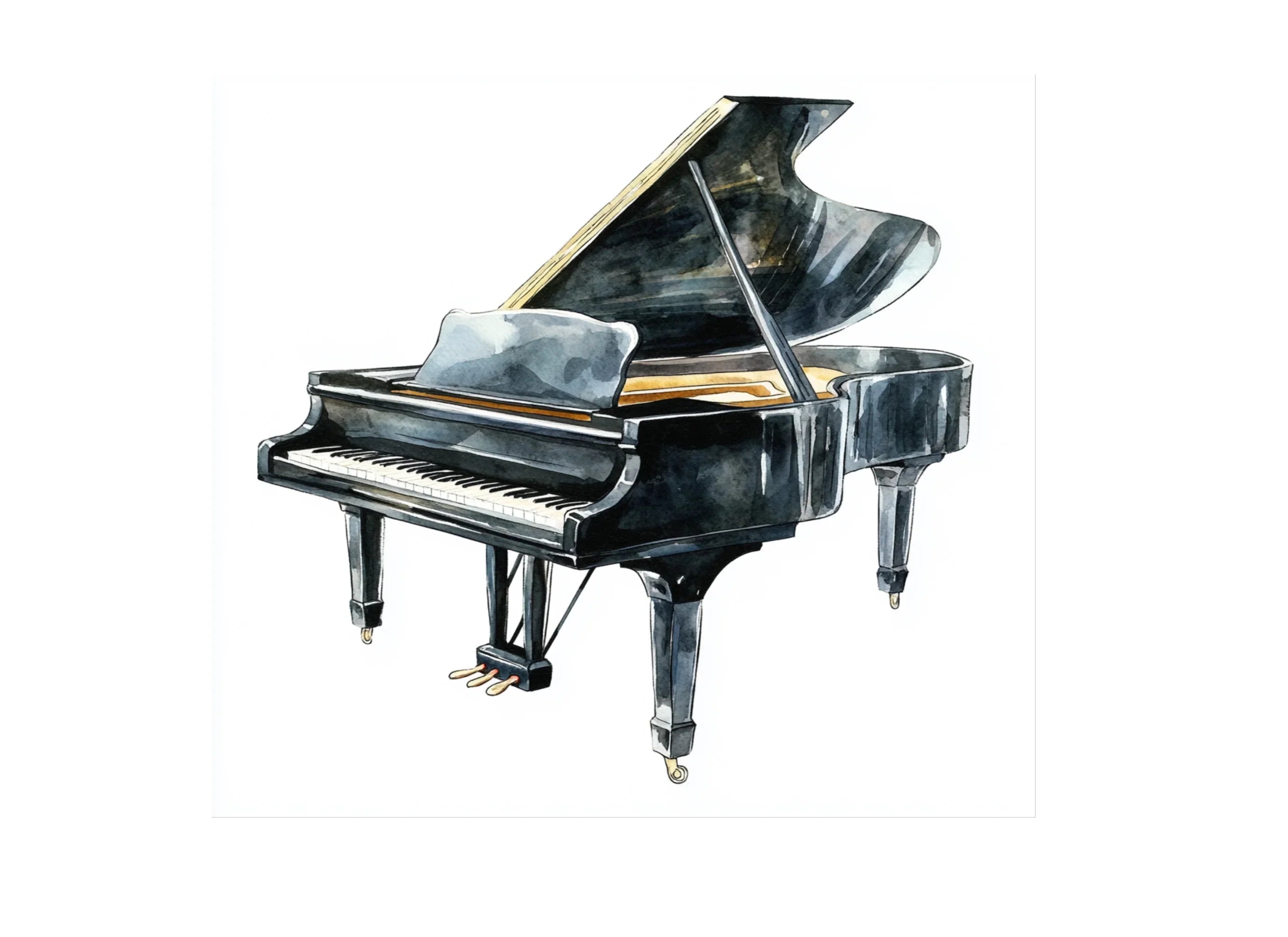 Black Grand Piano Clipart Bundle