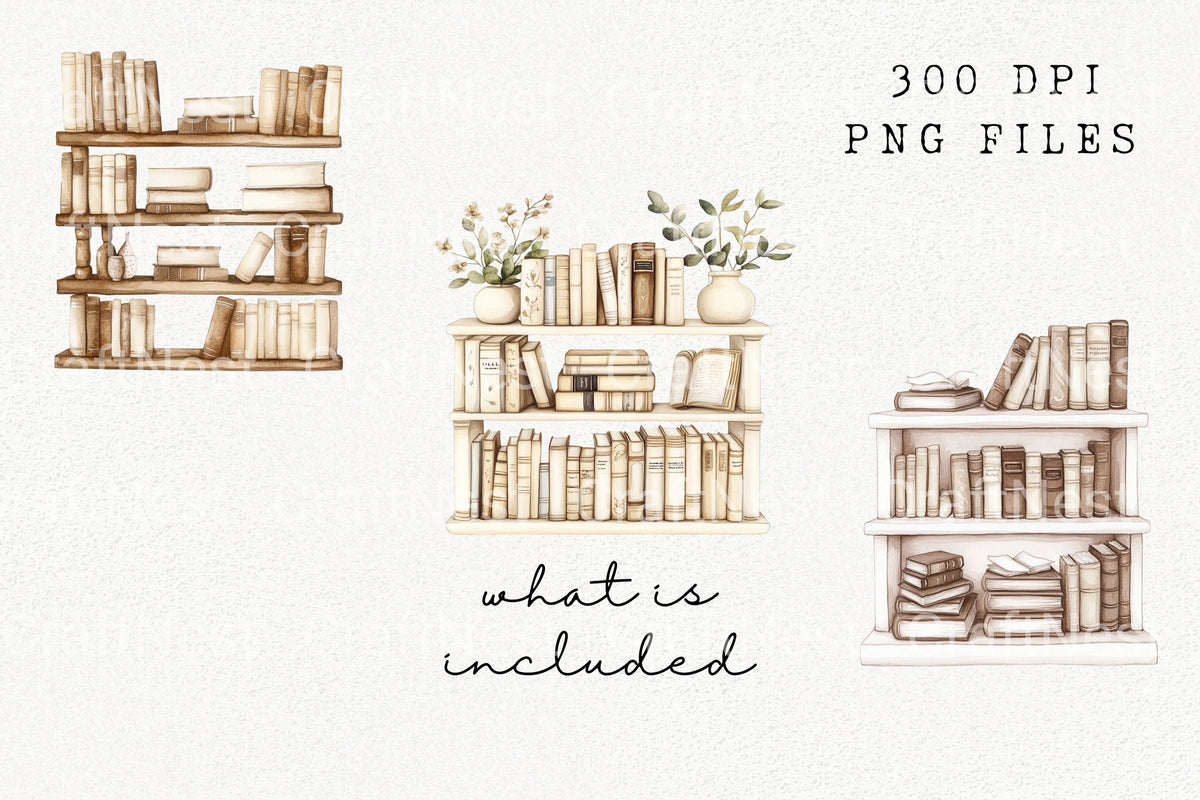 Bookshelf With Plants Watercolor Clipart Planner