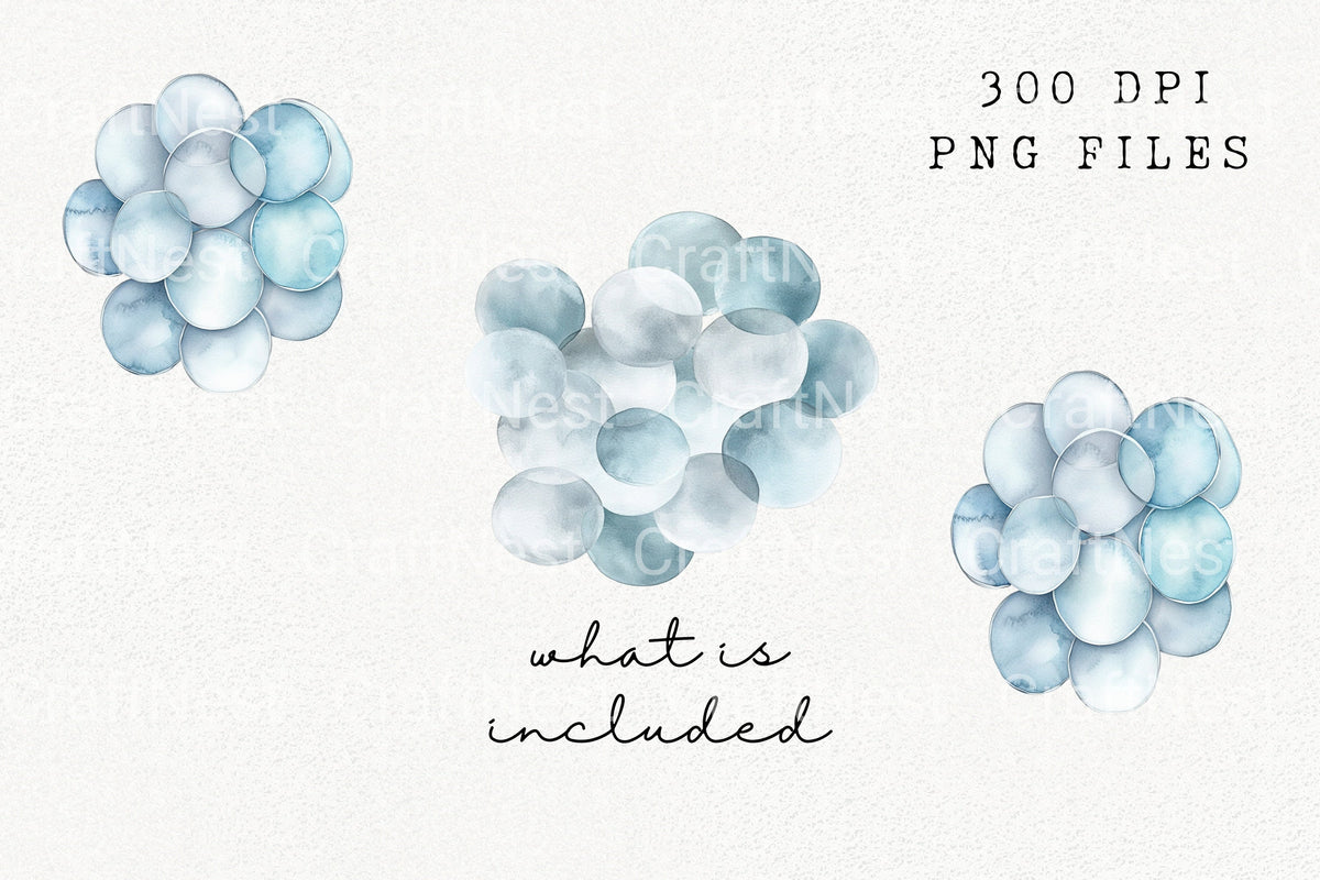 Blue Bubble Clusters Clipart Bundle