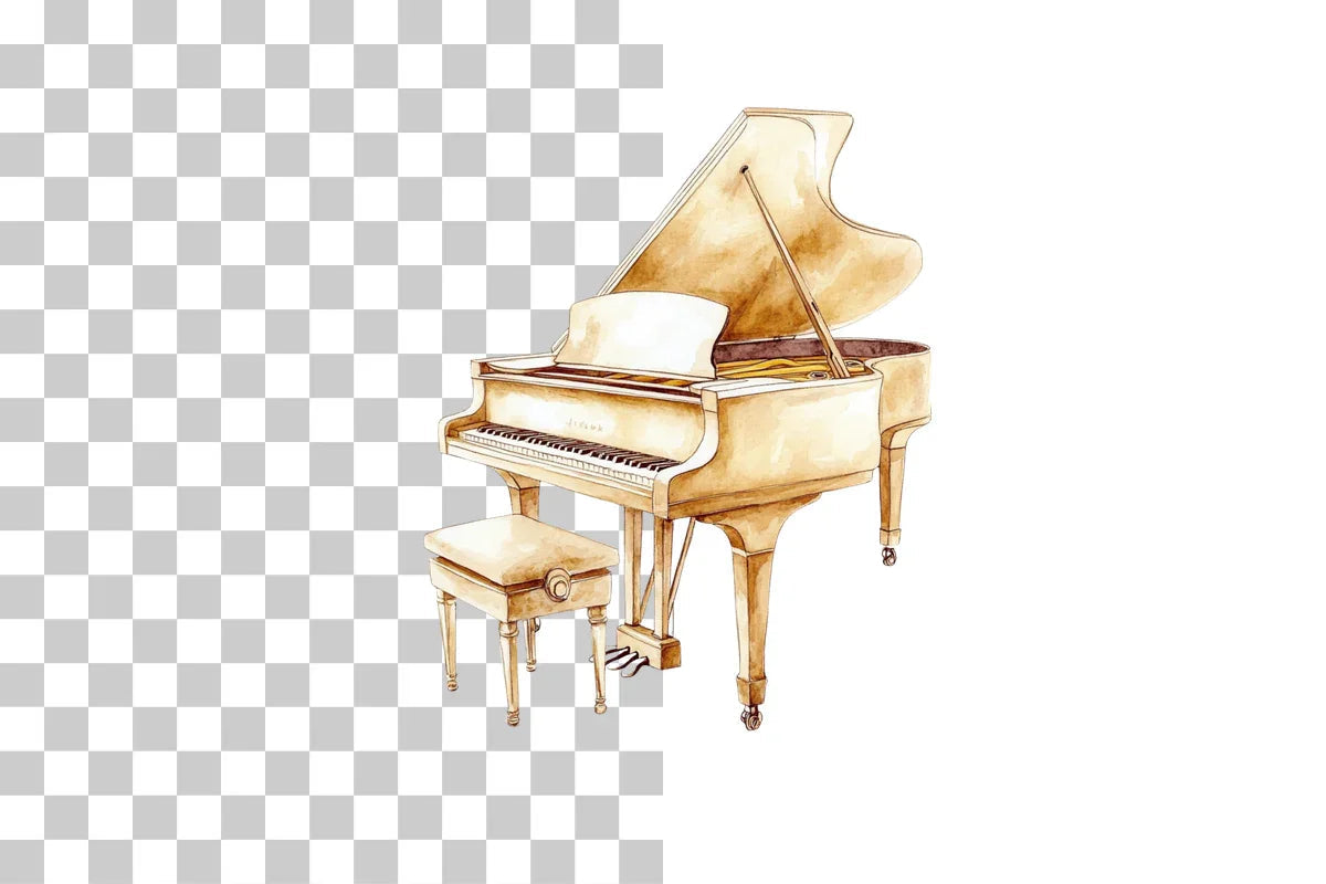 Sepia Grand Piano Clipart Bundle with Musical Notes - CraftNest - Digital Crafting and Art