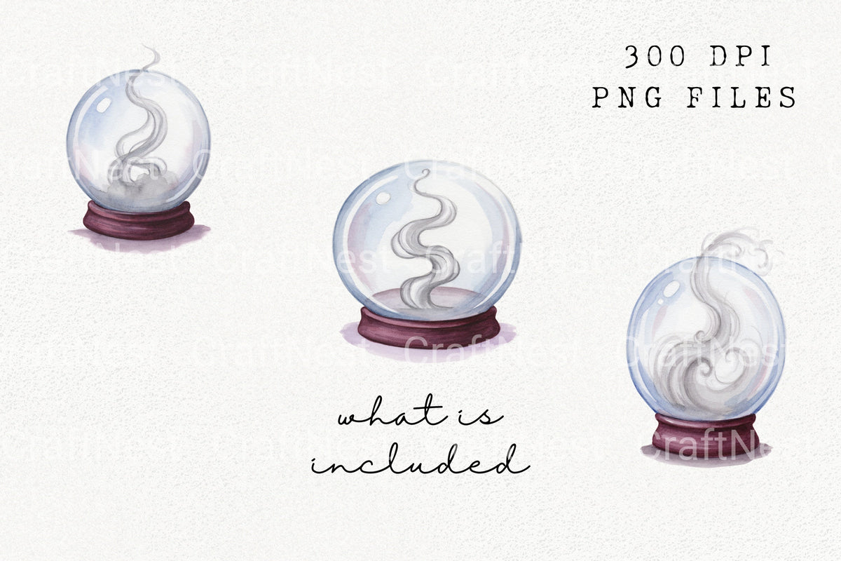 Mystical Smoke In Crystal Ball Clipart Bundle